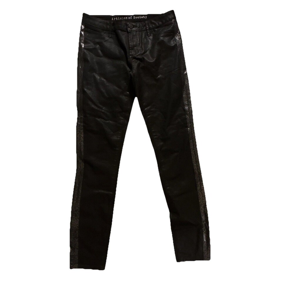 Articles of Society Women’s 28 Black Coated Faux Leather Stretch Skinny Jeans